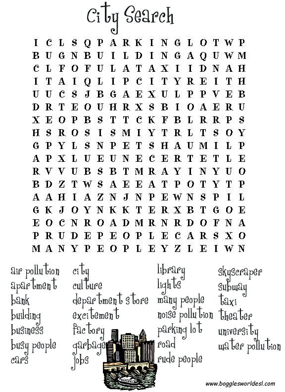 The city, wordsearch