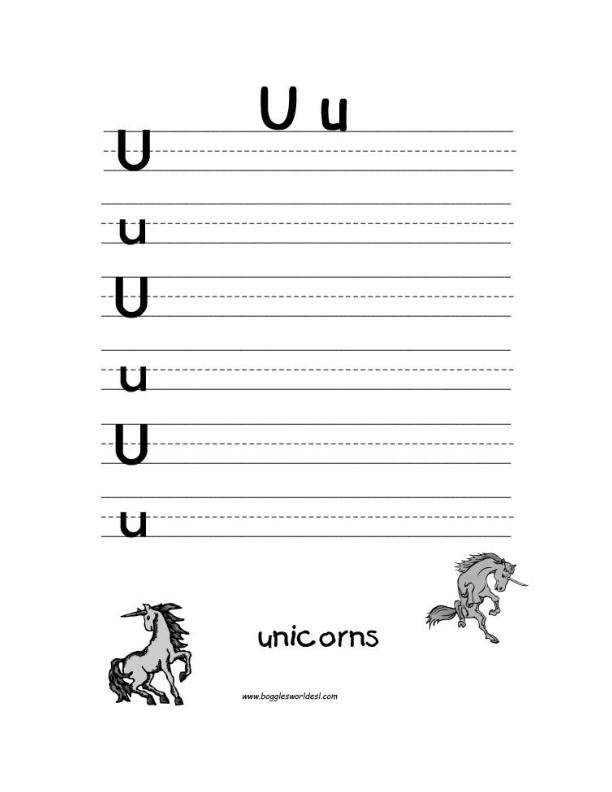 Letter U Alphabet Worksheets