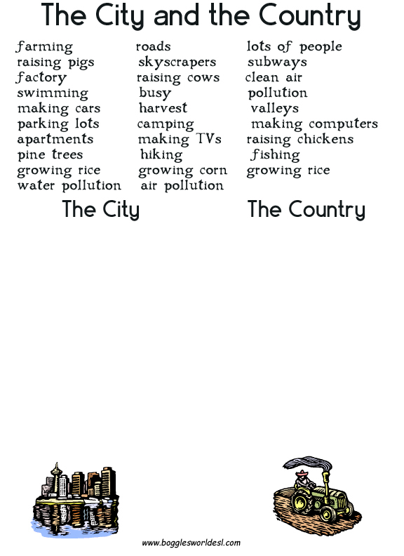 The town - The city - Vocabulary - Activities - ESL Resources