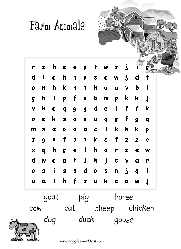 word search animals