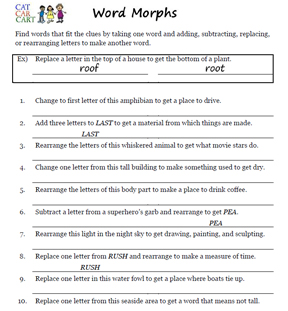 Sample Word Morphs Worksheet.