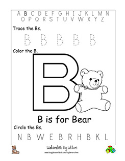 Letter B alphabet worksheets