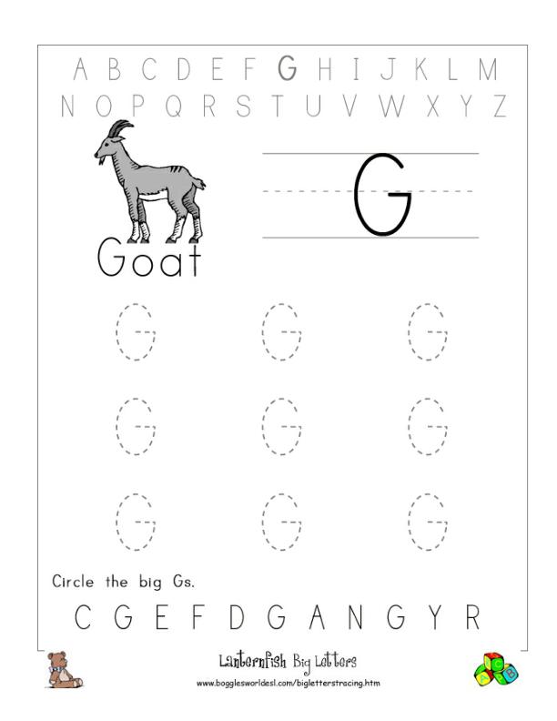 Letter G Alphabet Worksheets