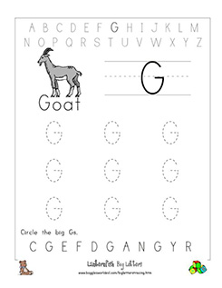 letter g alphabet worksheets