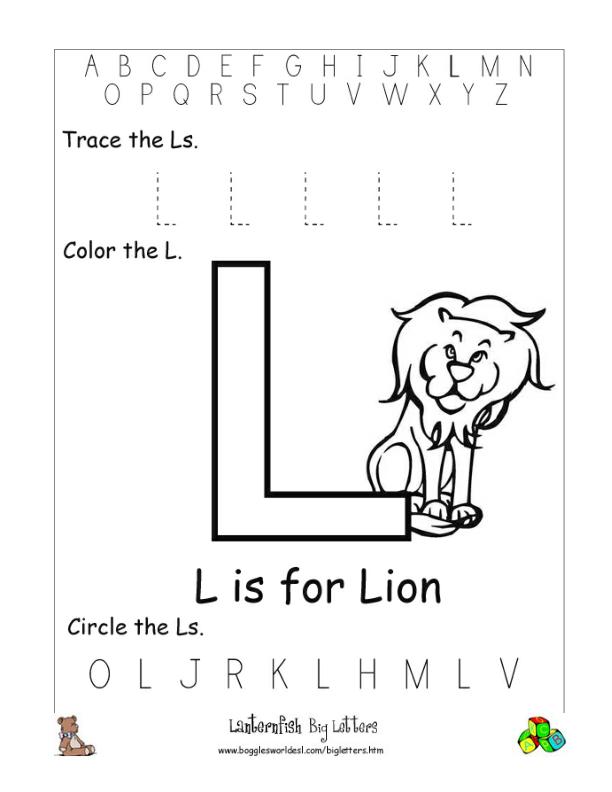 Letter L Alphabet Worksheets