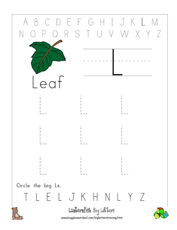 letter l tracing worksheet