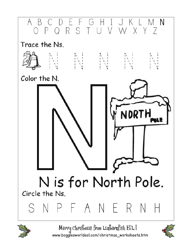 letter n alphabet worksheets
