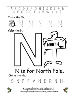 Big N for Northpole Coloring Worksheet