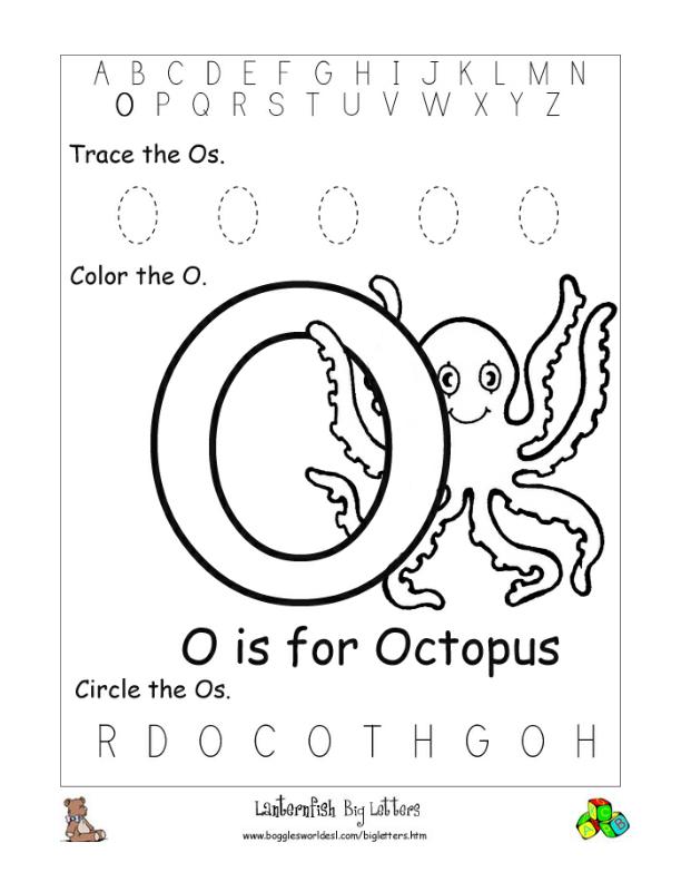 Letter O Alphabet Worksheets