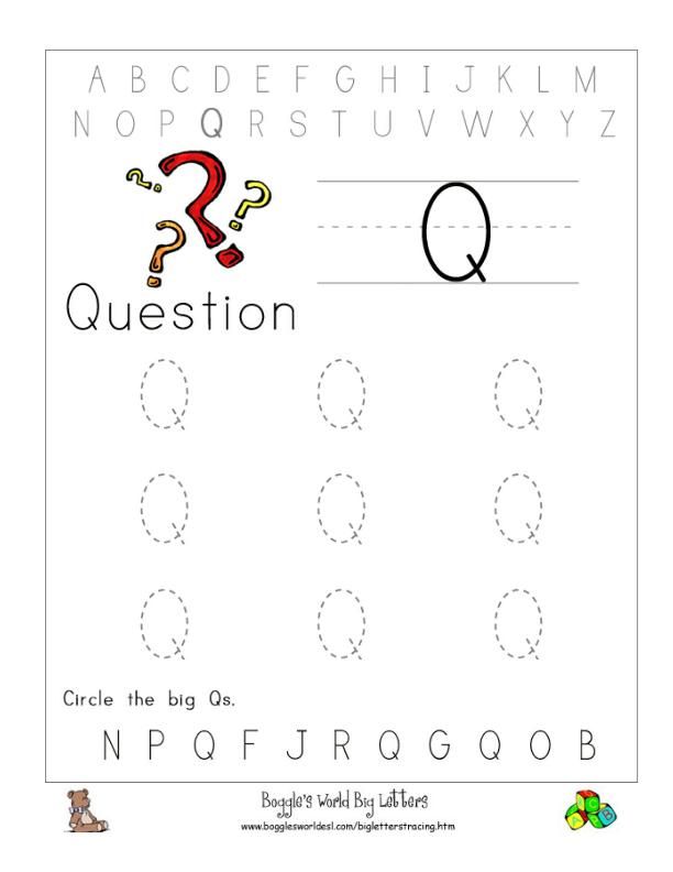 letter q alphabet worksheets