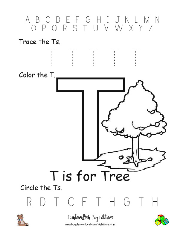 letter t alphabet worksheets