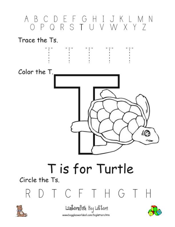Letter T Alphabet Worksheets