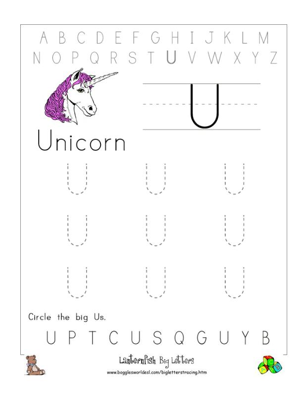 letter u alphabet worksheets