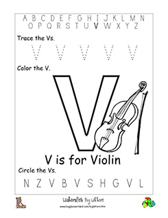 Letter V Alphabet Worksheets