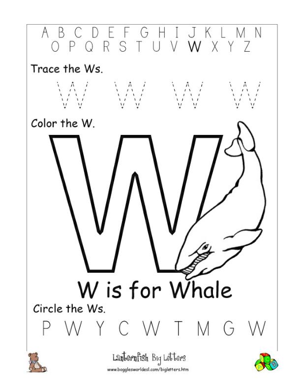 letter w alphabet worksheets