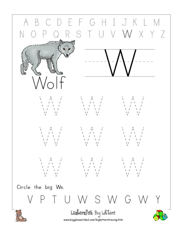 letter w alphabet worksheets