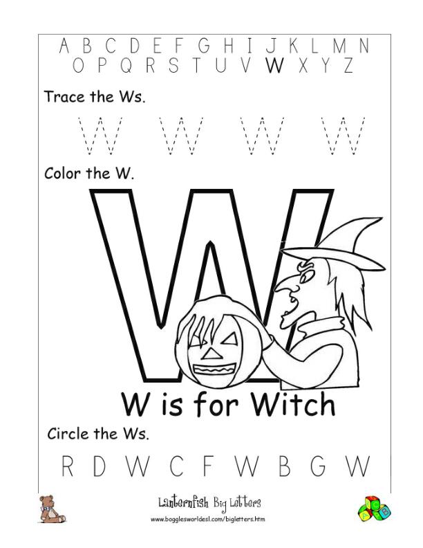 letter w alphabet worksheets