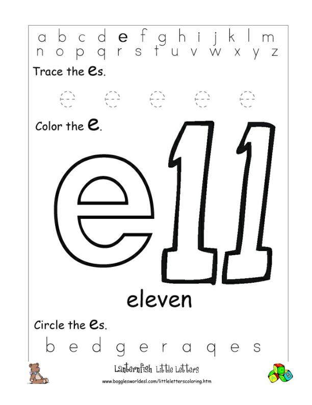 Letter E Alphabet Worksheets