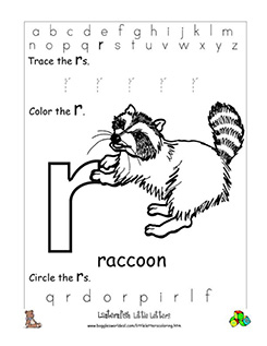 Little R Coloring Worksheet