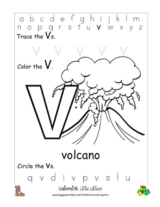 q worksheet phonics Alphabet Letter V Worksheets