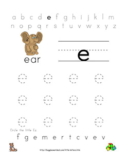 letter e alphabet worksheets