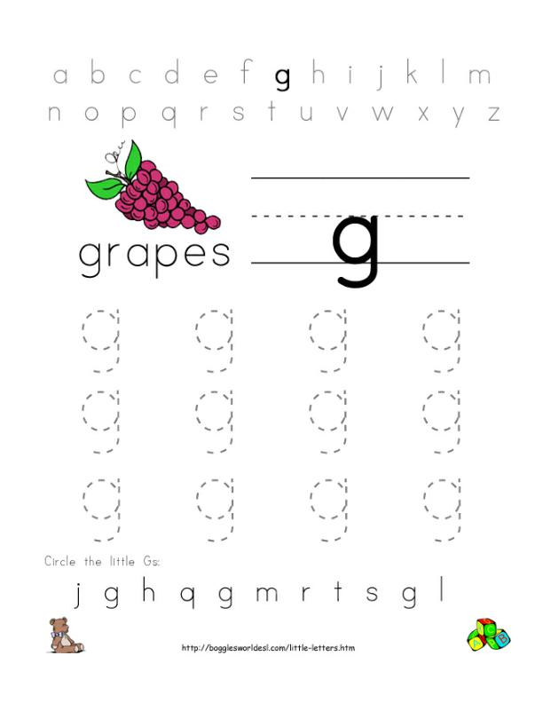 Letter G Alphabet Worksheets