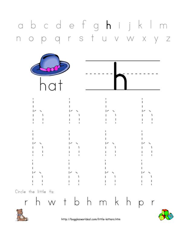 Letter H Alphabet Worksheets