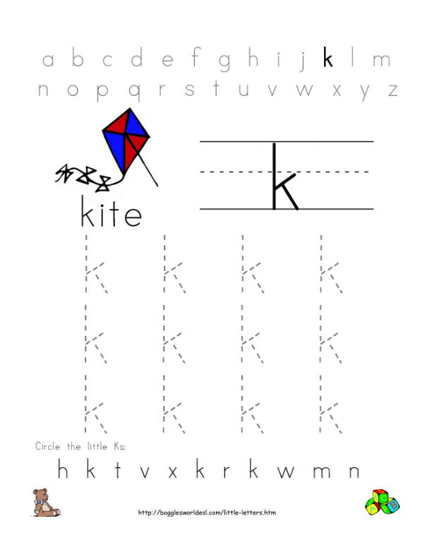 Letter K Alphabet Worksheets