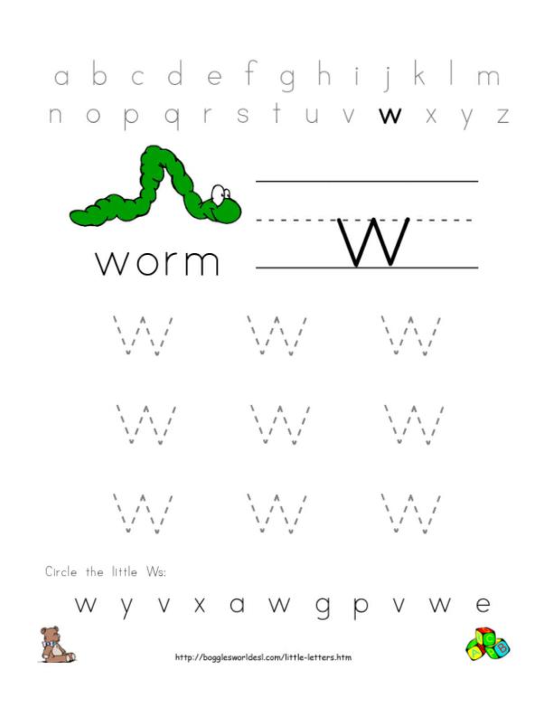 letter w alphabet worksheets