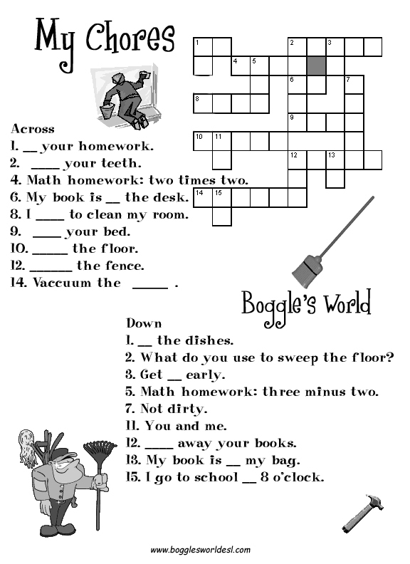 idioms food crossword for ESL Crosswords