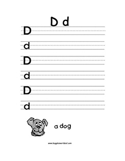Big and Small Letter D Writing Worksheet
