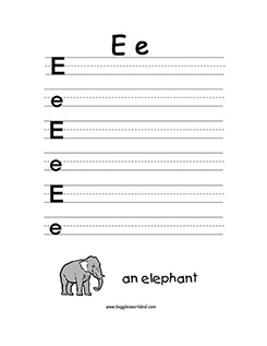 Big and Small Letter E Writing Worksheet