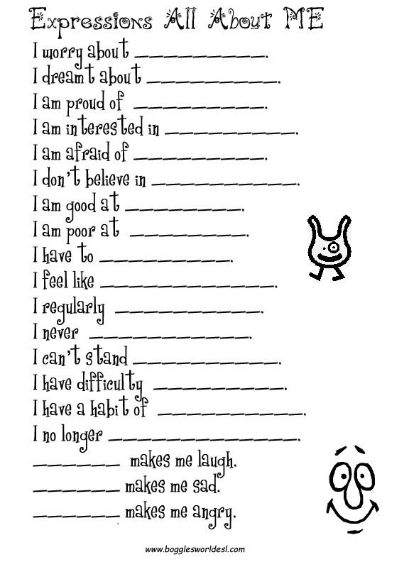 sheet law grade school ESL for Kids Worksheets Boggle's World: