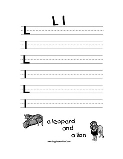 Big and Small Letter L Writing Worksheet