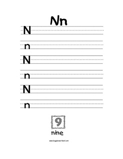 Big and Small Letter N Writing Worksheet