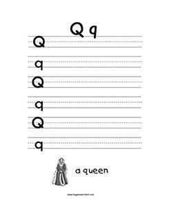 Big and Small Letter Q Writing Worksheet