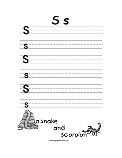 Big and Small Letter S Writing Worksheet