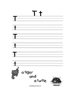 Big and Small Letter T Writing Worksheet