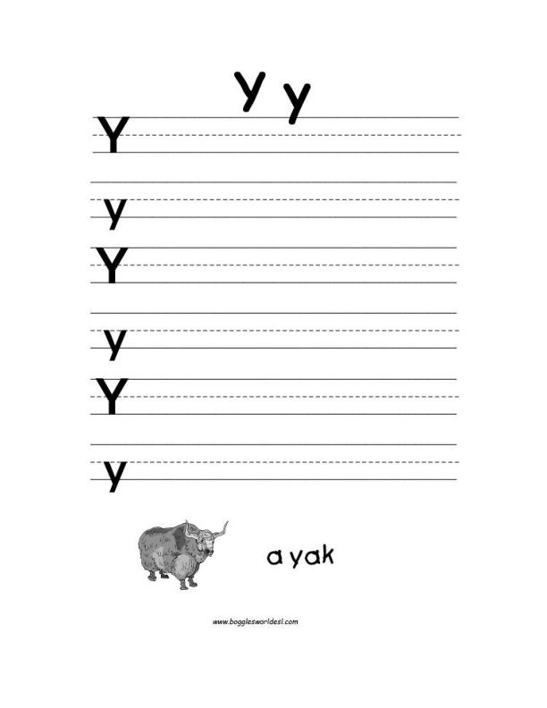 Letter Y Alphabet Worksheets