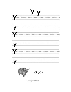 Big and Small Letter Y Writing Worksheet