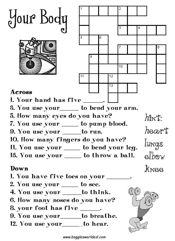 5 free fun food crossword puzzles - ESL Vault