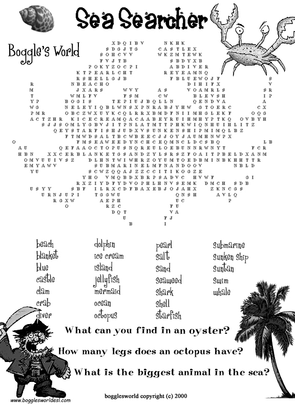 Under The Sea Wordsearch