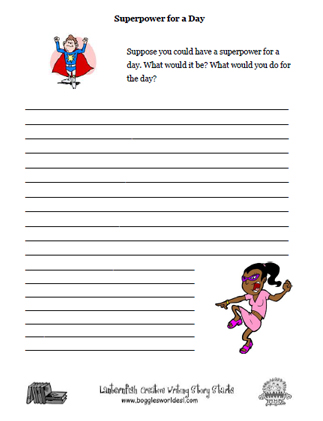 Superpowers for a Day Creative Writing Worksheet
