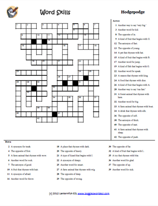 Word Skills Crossword 14