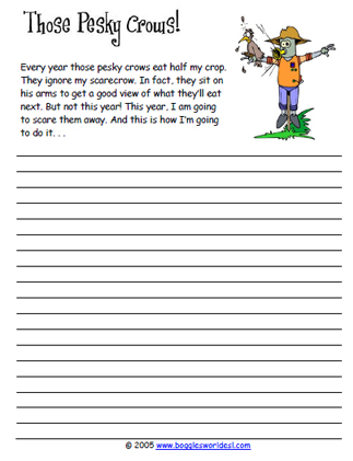 Those Pesky Crows Creative Writing Worksheet