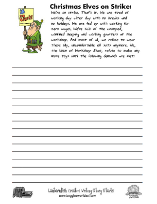 Elves on Strike Creative Writing Worksheet