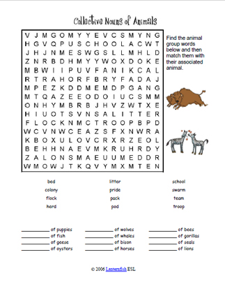 Animal Groups/Social Animals Word Search