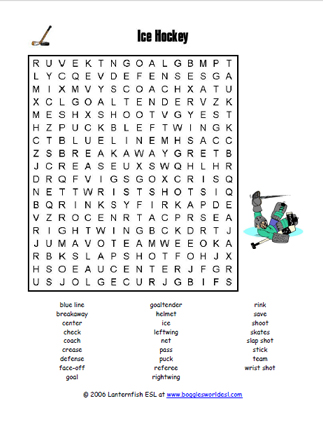 Hockey Word Search