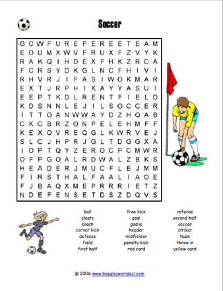 Soccer Word Search