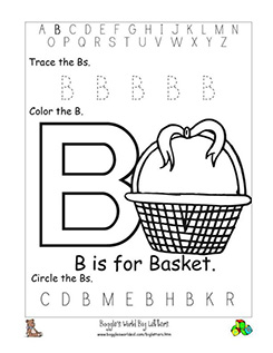 Big B Basket Coloring Worksheet